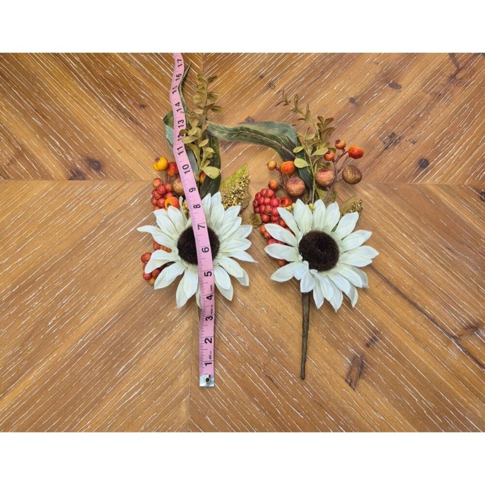 Artificial Sunflower & Berry Floral Pick